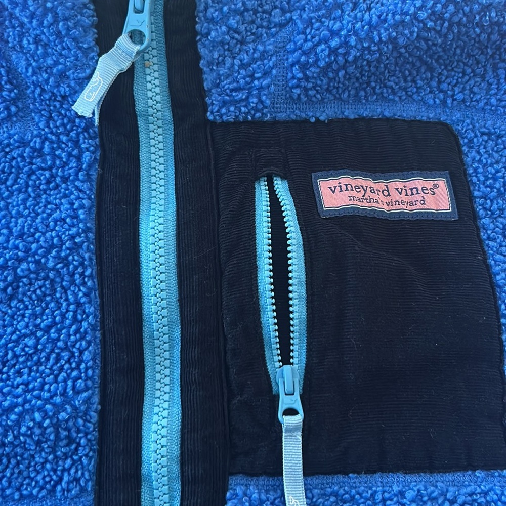 Vineyard Vines Blue Fleece Jacket with Black Accents Boys-Fleece Jacket - Picture 4 of 7